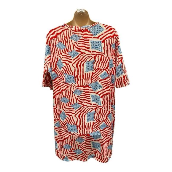 Lula Roe American Flag Red and Blue Tunic Top Size S Casual Comfy Stretch EUC - Picture 7 of 7